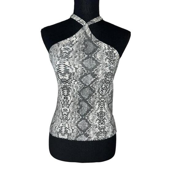 Anthropologie NWT Snakeskin Print Knit Tank Top S Grey & White Artsy Casual - Picture 1 of 3